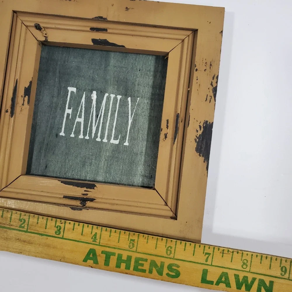 Farmhouse Wood Wall Art Set 3 Family Faith Friends Distressed Tan Square Signs